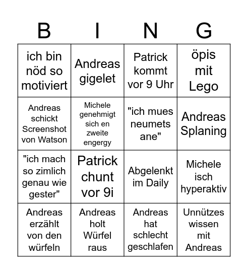 IMP Bingo Card