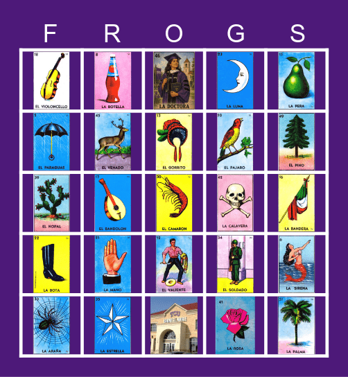 Loteria de los Horned Frogs Bingo Card