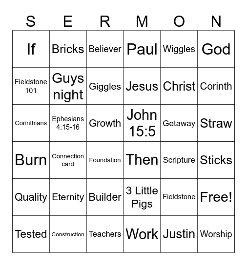 Worship Together Weekend! Bingo Card