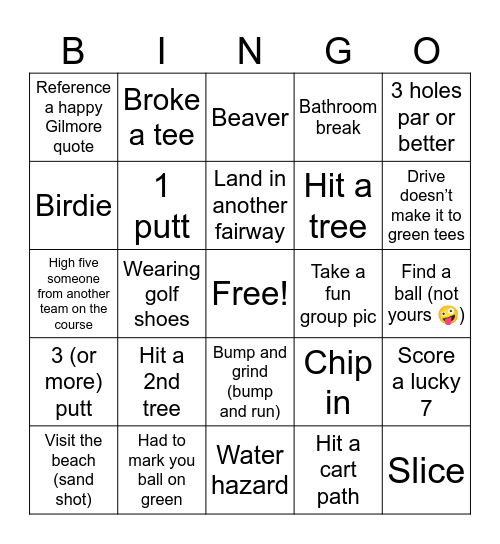 Fun Night Golf Bingo!! Bingo Card