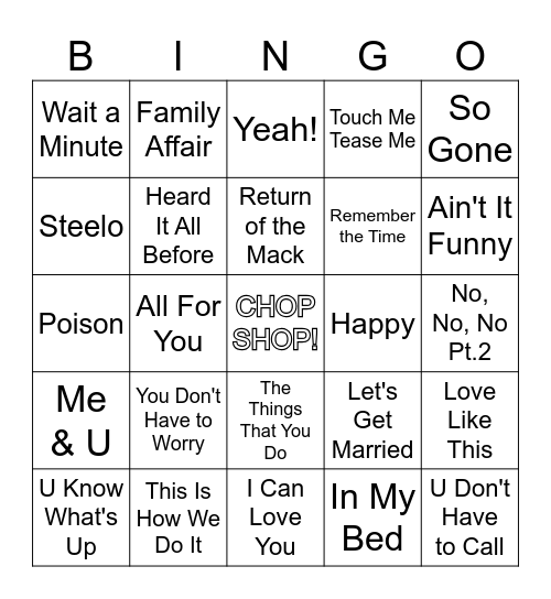 R1 In Da Game (down) Bingo Card