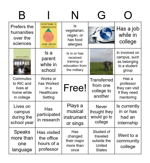 Global Health Bingo Card