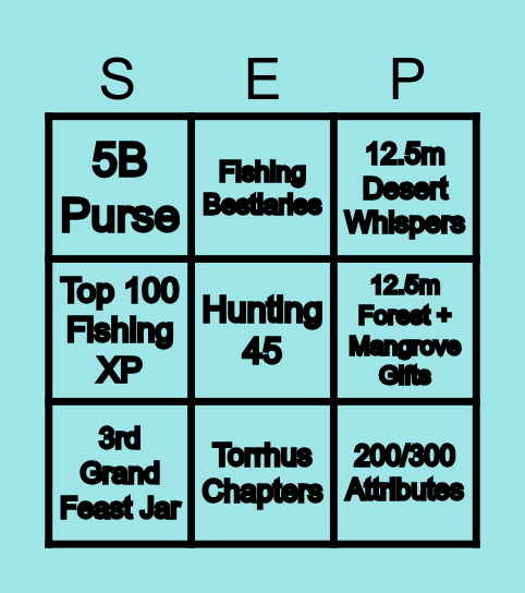 Dueling's September Bingo Card
