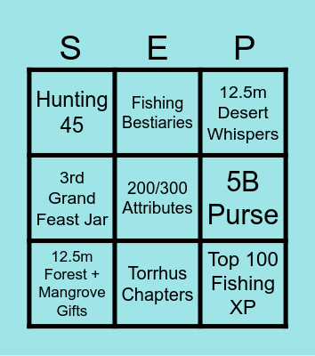 Dueling's September Bingo Card