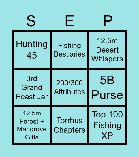 Dueling's September Bingo Card