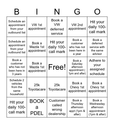 BDC BINGO Card