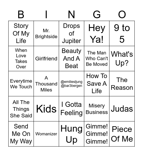 Guilty Pleasures Bingo Card