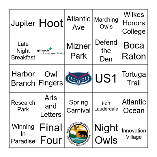 FAU Giving Day Bingo Card