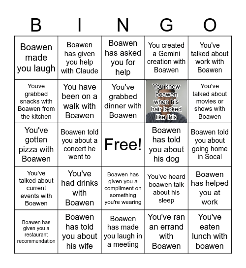 Boawen Bingo Card