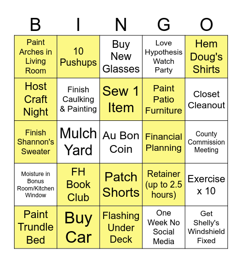 September Bingo Card