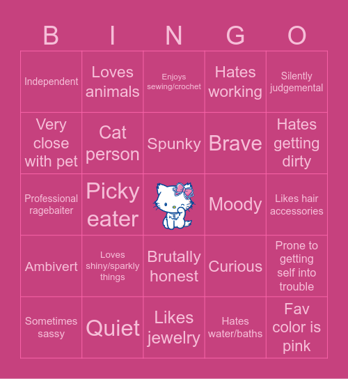TAOHK&I Kinnies - Charmmykitty Bingo Card