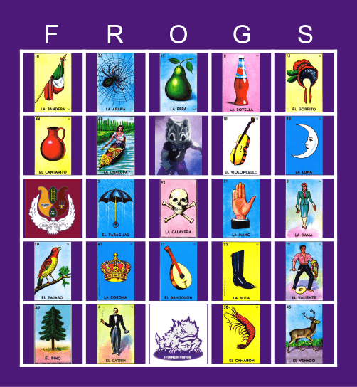 Loteria de los Horned Frogs Bingo Card