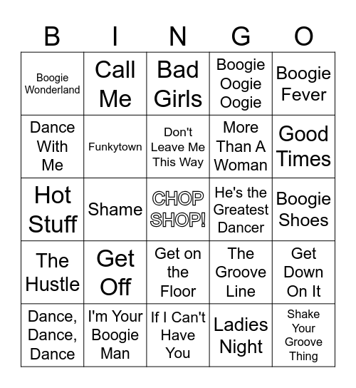 R5 Saturday Night Fever (4-corners) Bingo Card