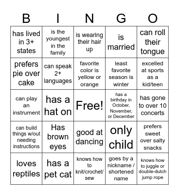 Human Bingo Card