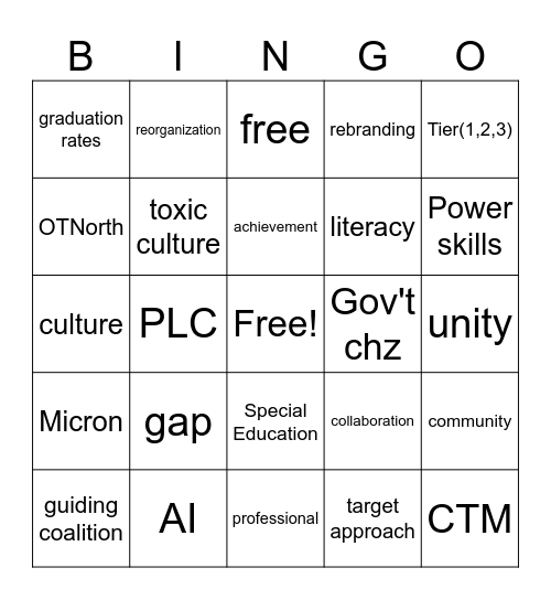 FIRST DAY BINGO Card