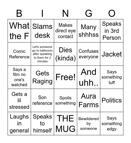 Findlater Bingo Card