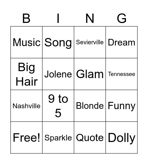 Dolly Bingo Card