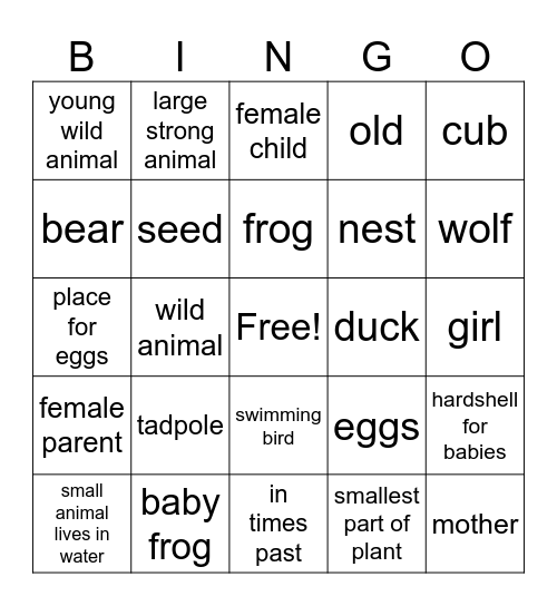 1st Grade Unit 1 Bingo Card
