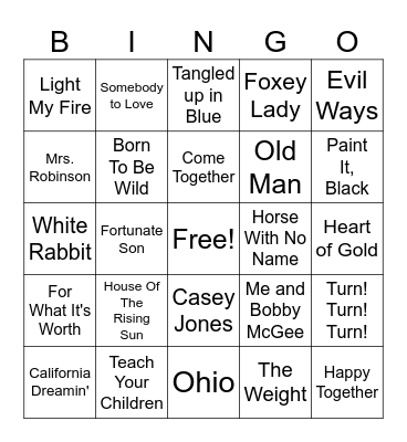 Peace & Love Bingo Card