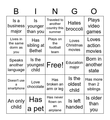 People Bingo Card