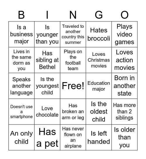 People Bingo Card