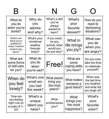 Directing Behaviors Bingo Card