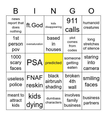 analog horror Bingo Card
