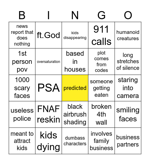 analog horror Bingo Card