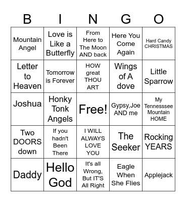 Dolly Parton Bingo Card
