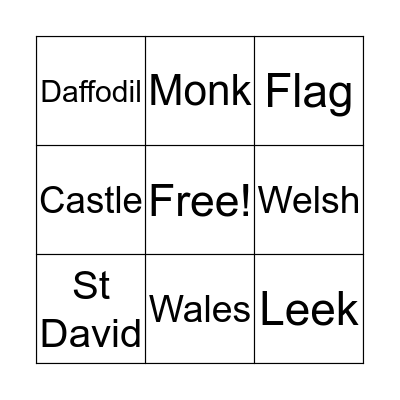 St David's Day Bingo Card