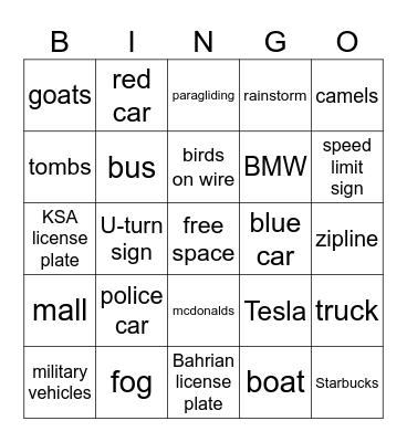 ROADTRIP BINGO Card