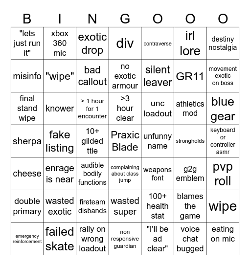 Onpams d2 bingo Card