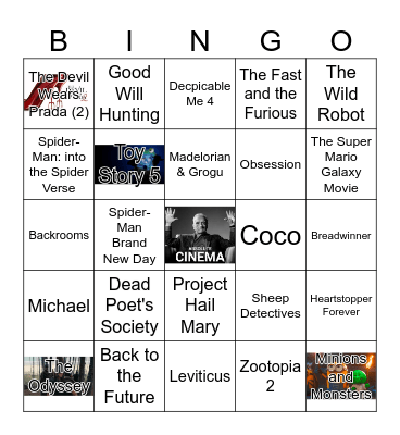 Film Club Bingo Card