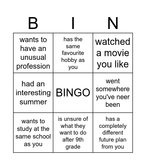 Find someone who... Bingo Card