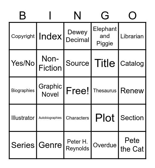 Library Bingo Card