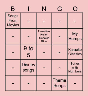 Music BINGO Card