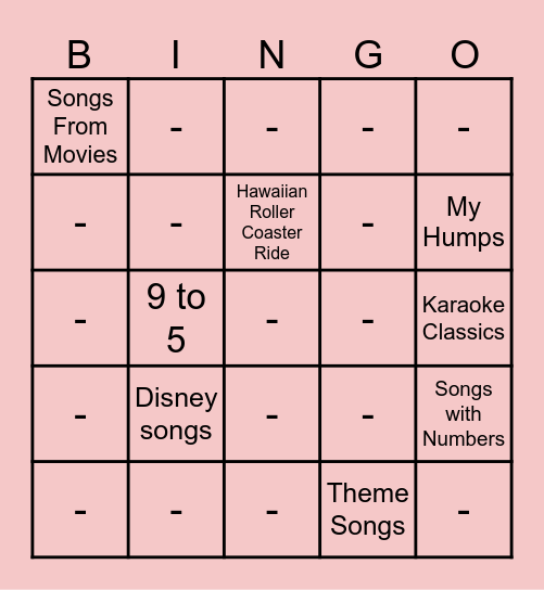 Music BINGO Card
