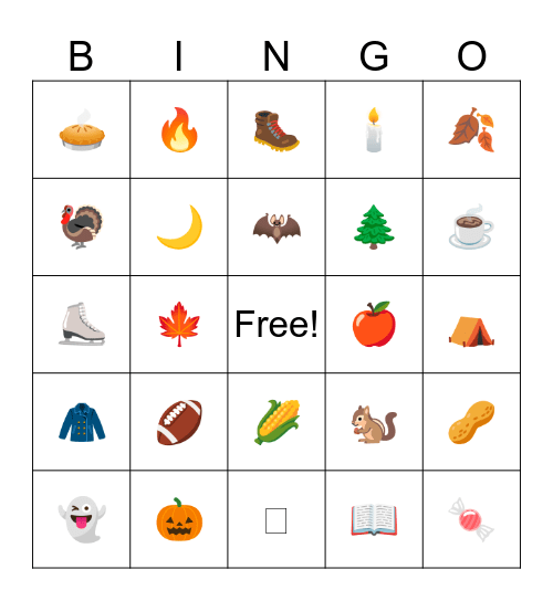 AUTUMN BINGO Card