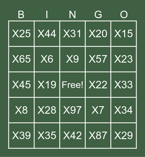Radio Code Bingo Card