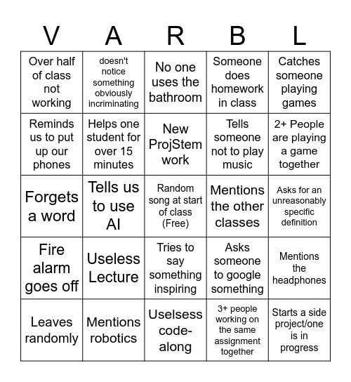 Moezzi Bingo Card