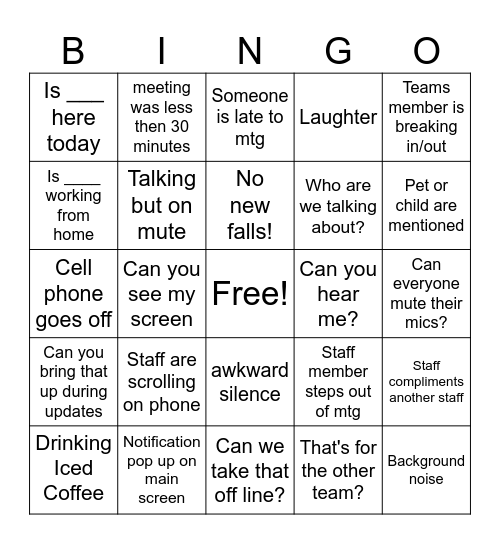 IDT Bingo Card