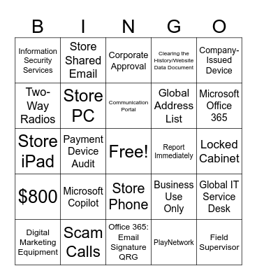 Technology Bingo Card