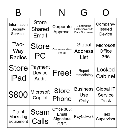 Technology Bingo Card