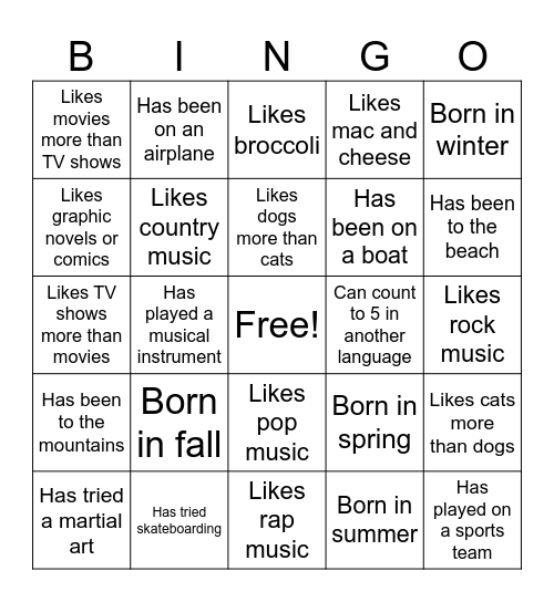 People File Bingo! Bingo Card