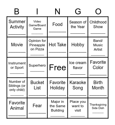 Men of Color Kickback Bingo Card