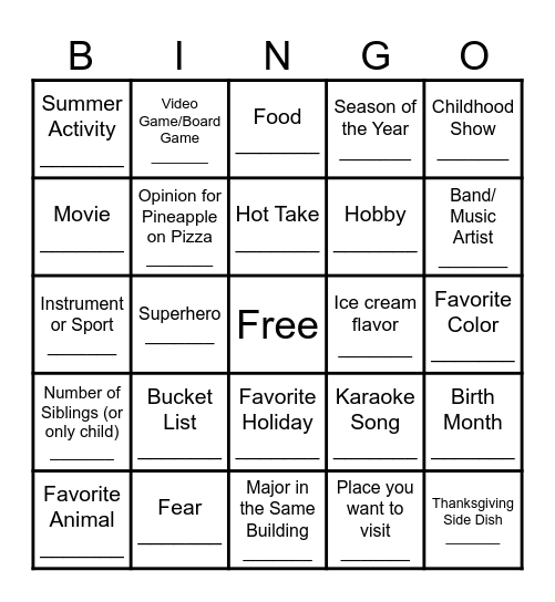 Men of Color Kickback Bingo Card