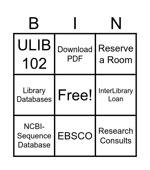 Library Bingo Card