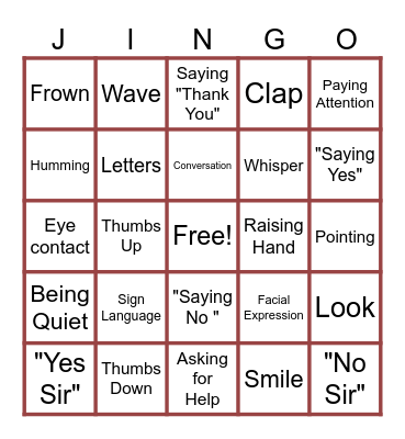 Communication Bingo Card