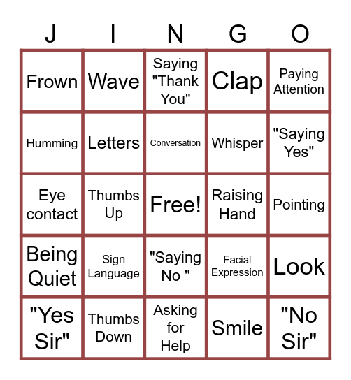 Communication Bingo Card