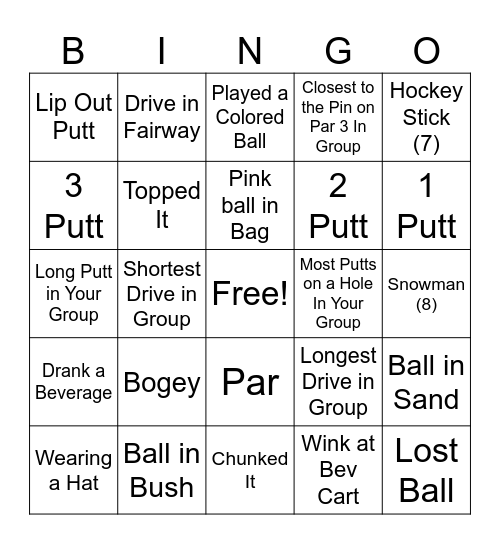 Athabasca Ladies Night 9 Hole Bingo Card